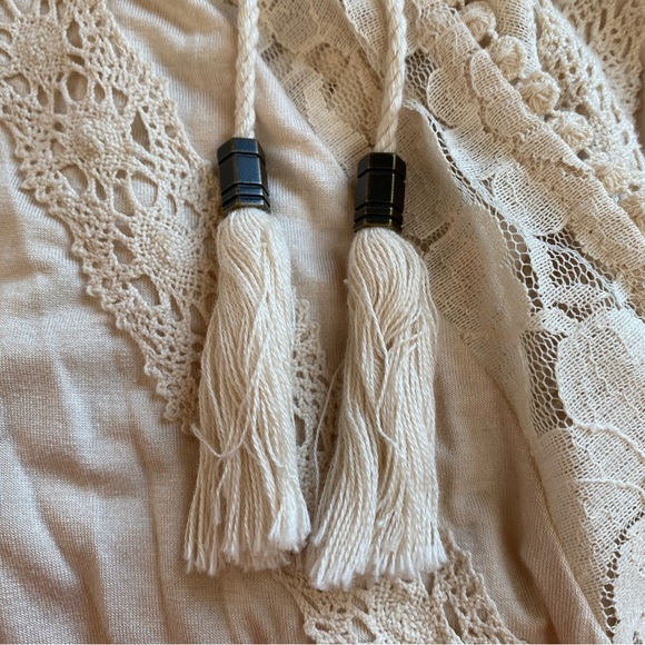 Alya boho peasant long sleeve vneck faux wrap top with embroidered lace design - Picture 6 of 6